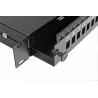 Патч-панель 24 порта SC-Simpl./LC-Dupl./E2000, пустая, кабельные вводы для 2xPG13.5 и 2xPG11, 1U, черная, Украина
