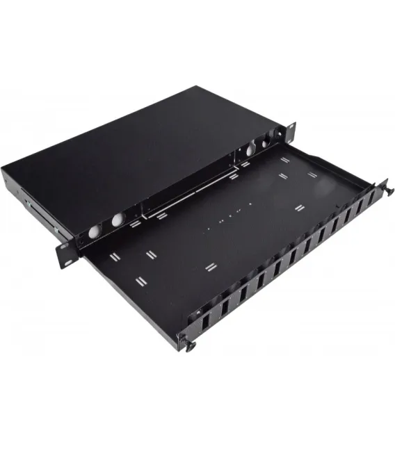 Патч-панель 24 порта 12 SCDuplex, пустая, кабельные вводы для 2xPG13.5 и 2xPG11, 1U, черная, Украина